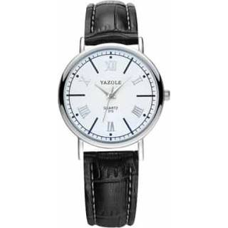 Quartz horloge wit zwart active vrouwen Yazole 313 Romeinse numerale wijzerplaat Dames Business (White Lade Black Riem)