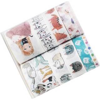 👉 Decoratiesticker active 3 dozen Cartoon Fantasy Paper Tape DIY Hand Account Decoratie Stickers (Learning Cat genaamd -62510)
