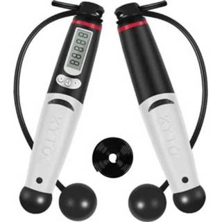 👉 Springtouw zwart touw active KYTO 2106C Cordless / Corded Dual-Use Calorie elektronisch tellen Skipping volwassen fitness timing met hoorn (zwart)