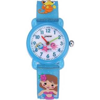 👉 Quartz horloge blauw siliconen active kinderen JNEW A335-86261 3D Cartoon Mermaid Waterdicht (blauw)