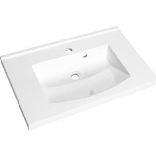 Wastafel wit polybeton glans Allibert Flex 60,2x46,2x4 cm met Kraangat Glanzend 3588560305584