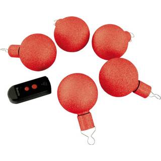 LED kerstballen, met afstandsbediening rood LCHBR Rood LED kerstballen rood, set van 5 met afstandsbediening 4044499203210