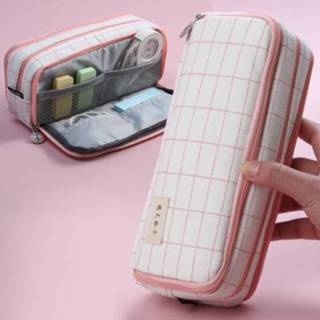 👉 Briefpapier active Angoo Double-Open Multi-Layer Potlood Case Multifunctionele Cosmetische Zak (Zacht Breeze)
