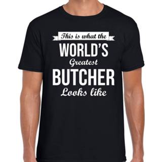 👉 Shirt active mannen zwart Worlds greatest butcher t-shirt heren - Werelds grootste slager cadeau