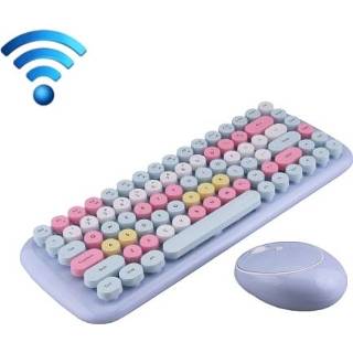 👉 Draadloos toetsenbord blauw active MOFII CANDY PUNK KEYCAP Gemengde kleuren Draadloze en muisset (elegant blauw)