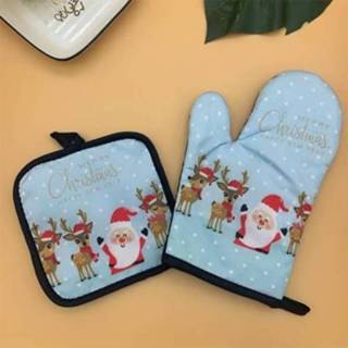 👉 Oven active 2 Sets Kerst Keukengerei Afdrukken Hittebestendige, Anti-Scald Microwave Heat Isolation Glove Set (Three Santa)
