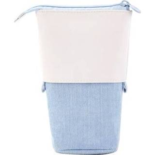 👉 Briefpapier blauw active Angoo Corduroy intrekbare vervolgkeuzelijst Potloodcase Student Opbergtas (lichtblauw)