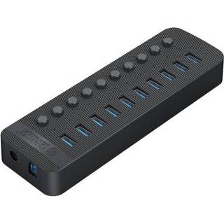 👉 Schakelaar zwart kunststof active ORICO CT2U3-10AB-BK 10 in 1 strepen Multi-Port USB HUB met individuele schakelaars (zwart)