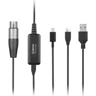 👉 Microfoon zwart active jongens Boya By-BCA7 PRO XLR tot 8 PIN + USB Type-C / USB-C Adapterkabel (zwart)