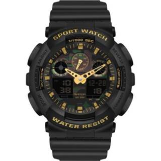👉 Kalender zwart goud active mannen Sanda World Time Luminous Multifunctioneel Sport Quartz Horloge (3111 Goud)