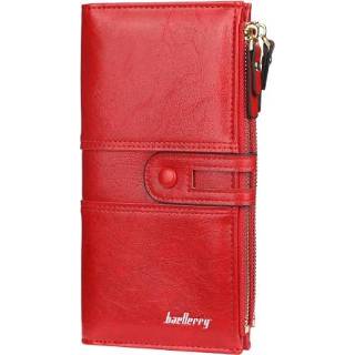 👉 Clutch rood large active vrouwen Baellerry Ladies Long Capacity Buckle Zip Multi-Card Wallet(Red)
