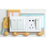 👉 Schakelaar active 2 Stks Lichtgevende Stickers Bescherming Cover Muurstickers Creatieve Woonkamer Slaapkamer Lamp Wall Socket Decoratieve (Double Open - Trein)