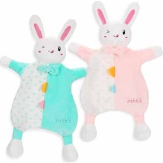 👉 Deken pluche active baby's Bunny Rabbit Security Soft Green&Pink Baby Gevulde dierenbeveiligingsdeken