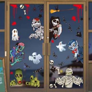 👉 Decoratiesticker active 3 sets Halloween decoratie stickers pompoen lamp spider ghost elektrostatische stickers, stijl: BQ41-42-43-44-47-48