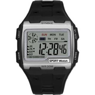 👉 Sporthorloge goud active mannen Syneke 9021 Square Sarge Screen Display Lichtgevende Multifunctionele Outdoor Sport Horloge Digitaal (Goud)