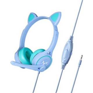 Headset blauw active Soyo Sy-G30 Cat Ear Computer Headset, stijl: niet-lichtgevende versie (lichtblauw)