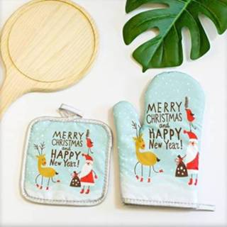 👉 Oven active 2 Sets Kerst Keukengerei Afdrukken Hittebestendige, Anti-Scald Microwave Heat Isoling Glove Set (Take Geld Bag Santa)