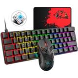 👉 Shaft zwart donkergroen active Freedom-Wolf T60 62 Sleutels RGB Gaming Mechanical Keyboard Muis Set, Kabellengte: 1,6 M (Black Green Shaft)