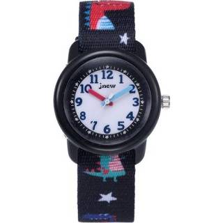 👉 Dinosaurus zwart active kinderen Jnew a369-86397 cartoon waterdichte tijd cognitieve lint quartz horloge (zwart)