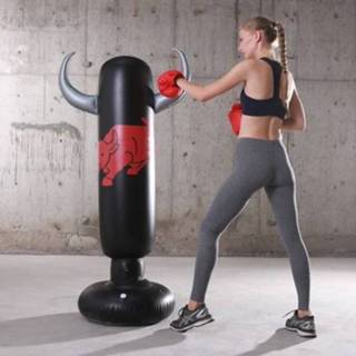 👉 Zandzak active kinderen 1.6m Niflatable Boxing Column Volwassen Fitness Vent Dikke Oefening Tumbler (Bullish)