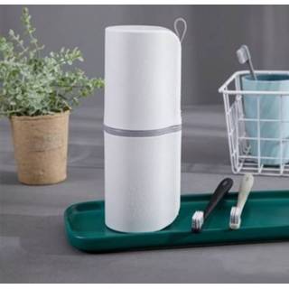 👉 Tandenborstel wit active 2 stks Draagbare Wash Cup Travel Opbergdoos Mondwash (Ivory White)