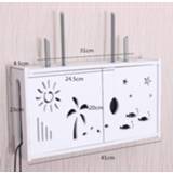 👉 Wifi router PVC 41 active Box Wandplank Opknoping Beugel Opbergdoos, Maat: 41x23x8.5cm (Kokosboom)