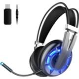 👉 Gaming headset zwart grijs active Wintory Air 3.5mm 4 PIN + 2.4G Wireless Connection Verstelbare LED Light met MIC (zwart Grijs)