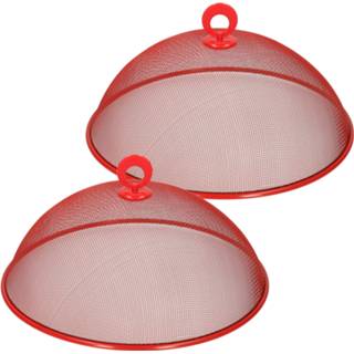 👉 Rood metalen metaal 2x stuks vliegenkap/voedselkap rond 30 cm