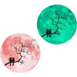 👉 Muursticker roze active 30 cm paar fluorescerende maan (paarvogel)
