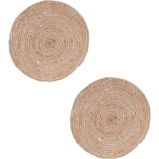 👉 Placemat rieten Set van 2x stuks gevlochten placemats 38 cm rond