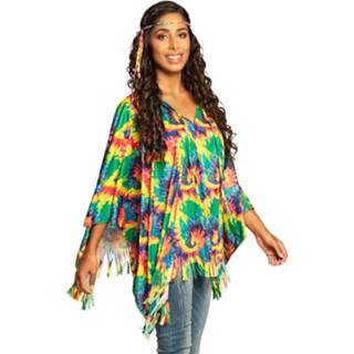 👉 Poncho polyester One-Size Color-Meerkleurig vrouwen Boland hippie met hoofdband dames 8712026838865