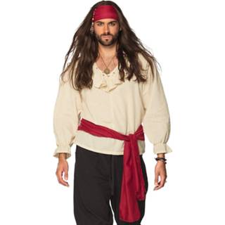👉 Hoofdband rood polyester One Size Color-Rood Boland en sjerp Piraat 2-delig 8712026741257