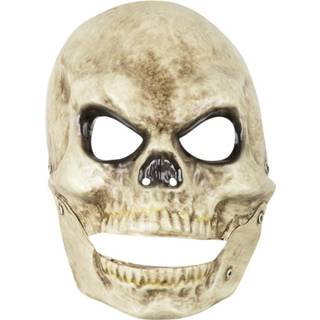 👉 Gezichtsmasker wit PVC One-Size Color-Wit Boland Skull met beweegbare kaak unisex 8712026722126