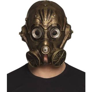 👉 Gezichts masker latex One-Size Color-Bruin Boland gezichtsmasker gasmasker steampunk 8712026545374