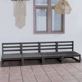👉 Tuinbank grijs grenenhout VidaXL 4-zits massief 8720286464441