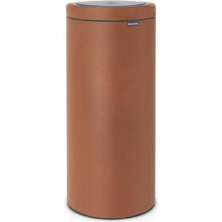 👉 Afvalemmer bruin Brabantia Touch Bin Flat Top 30 Liter Met Kunststof Binnenemmer - Cinnamon 8710755224805