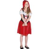 👉 Verkleedpak Color-Rood meisjes rood polyester Boland roodkapje maat 110-128 8712026821966