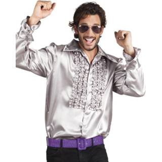 👉 Party shirt zilver polyester XXL Color-Zilver Boland maat 8712026021694