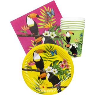👉 Tafel papier One Size Color-Meerkleurig Boland tafelset Toekan 24-delig 8712026525857