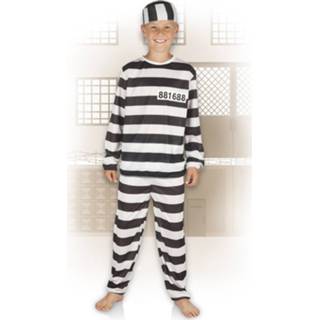 Verkleedpak zwart wit polyester Color-Zwart Boland gevangene junior zwart/wit maat 104-116 8712026821812