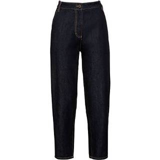 👉 Tailleband blauw 7/8-worteljeans van bio-katoen met hoge en zakken, donkerblauw 40 4052173769716