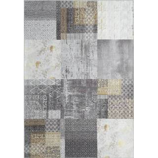 Vloerkleed grijs polyester rechthoekig geblokt edessa Laagpolig Vintage Patchwork Grijs/Goud-240 x 340 cm 8785265224553