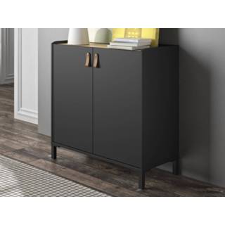 👉 Commode kastanjebruin zwart AMSTEL 2 deuren kastanjebruin/zwart 5400943226973