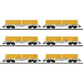 👉 MiniTrix 15075 N set containerwagons van abraumzug uit de AEE Sgmmns 190 4028106150753