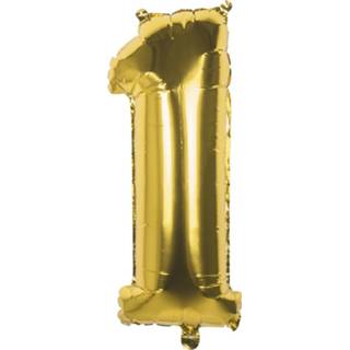 Folieballon goud latex One Size Color-Goud Boland cijfer 1 helium 86 cm 8712026220219