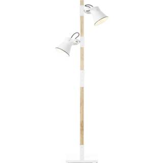 👉 Staande lamp wit hout Brilliant Plow 82156/05 LED E27 20 W Wit, (licht) 4004353350009