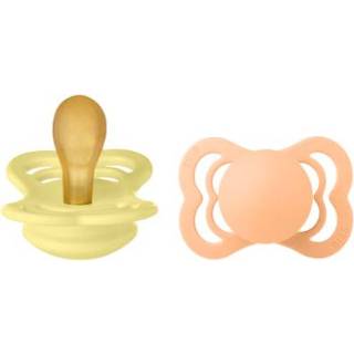 👉 Silicone meisjes kleurrijk BIBS Soother Supreme Latex Peach Sunset/Sunshine 0-6 maanden, 2 stuks. 5713795197880