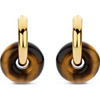 👉 Oorhanger goudkleurig bruin One Size array TI SENTO-Milano 7855TE Oorhangers zilver-tijgeroog goudkleurig-bruin 8717828237076