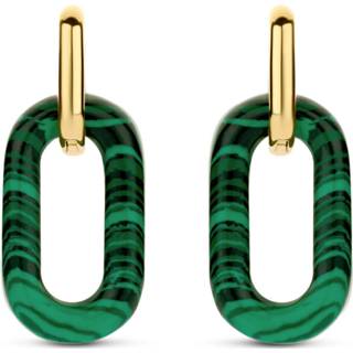 👉 Oorhanger goudkleurig groen One Size array TI SENTO-Milano 7843MA Oorhangers Ovale schakels zilver-malachiet goudkleurig-groen 25 x 15 mm 8717828236833
