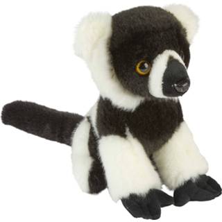 👉 Knuffel zwart wit multi pluche kinderen dieren zwart/wit Lemur aapje 18 cm